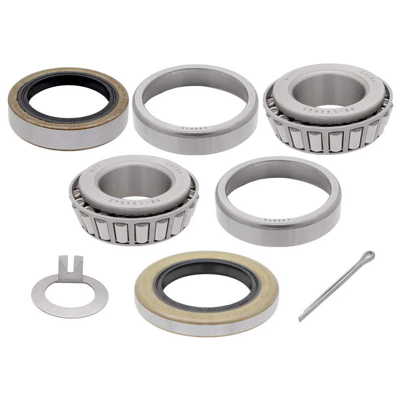 2,100-2,500 lbs UFP Trailer Axle Bearing Kit – Bearings: L44643/L44610 – Double-Lip Seals: 13194 (1.372 ID) & 12192TB (1.250) – Tang Washer – Cotter Pin