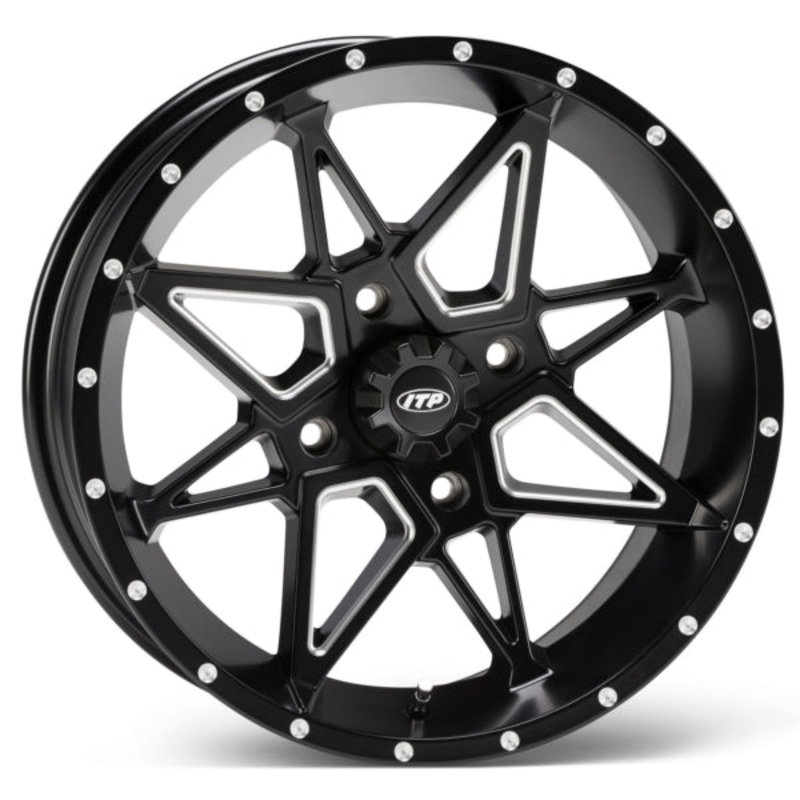 15X7 4/156 4+3 MATTE BK W/MILLED WHEEL